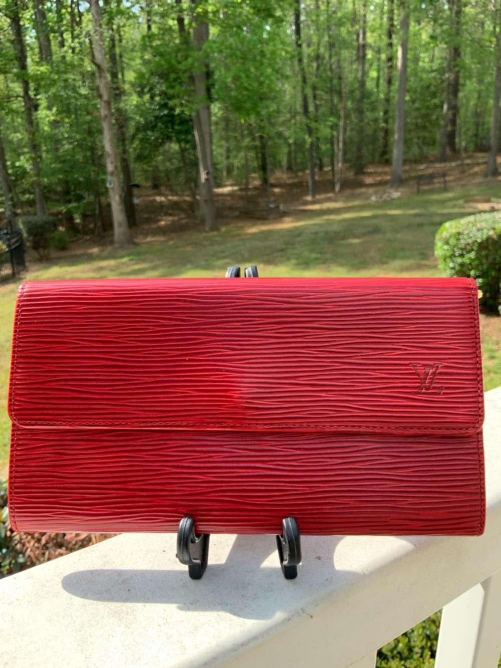 Louis Vuitton Red Epi Leather Long Wallet โ EUC โ Fits iPhone 12 Max โ COA